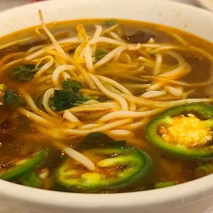 Spicy beef noodles soup