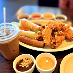 Saigon Trio-Treasures Appetizer - yummy way to start your meal with some Vietnamese ice coffee. Dipping sauces included.