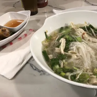 Spring rolls and chicken pho