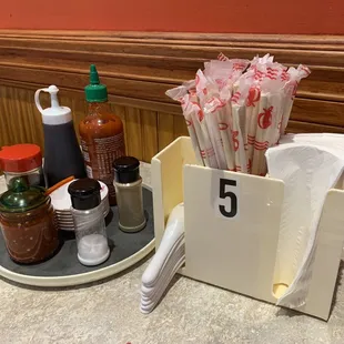 Table side Cutlery and condiments