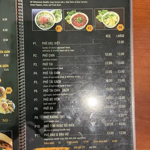 menu and prices