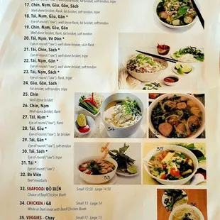 Pho menu