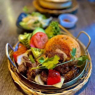 Bo Luc Lac (Shaken Beef) with red rice