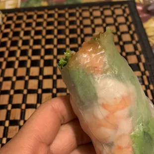Hair inside spring roll