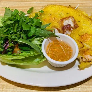 Chicken and shrimp crepe.
