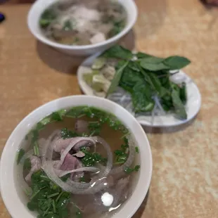 Beef Pho and ChickennPho w/ the Thai basil, super fresh bean sprouts and nice jalapeños