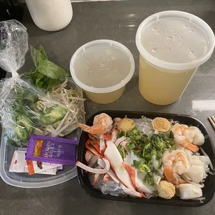 73. Hu Tiëu Dai Nam Vang Shrimp, sliced pork, imitation crab meat, scallop, fish,and squid served with a clear noodle.