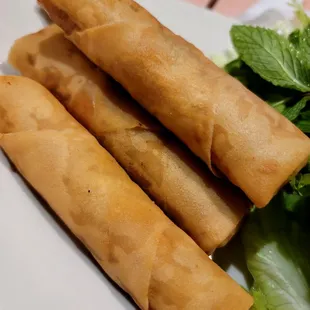 a plate of spring rolls