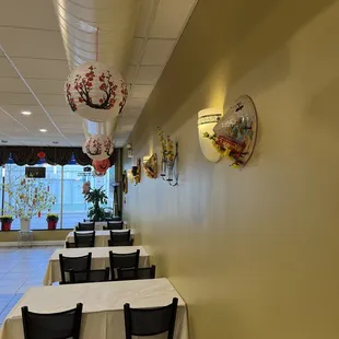 tables and chairs in a restaurant