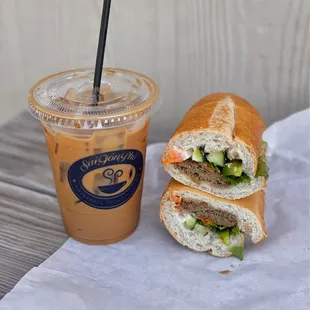 ig: @whatsviveating  |  ca phe sua da and banh mi bo nuong sa/lemongrass grilled beef