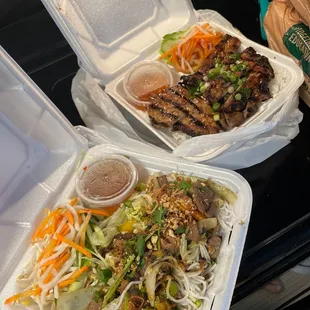 Pork chop rice and beef vermicelli