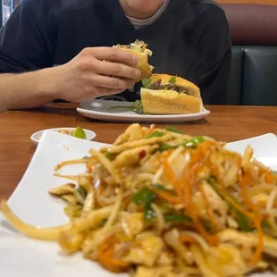 Pad Thai and Pork Sandwhich