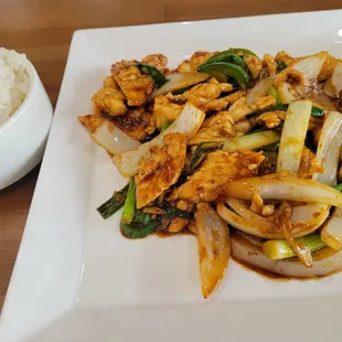 Not on the menu, ginger chicken. So good!