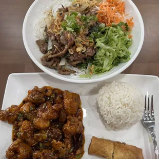 General Tsos chicken, and the Vermicelli bowl