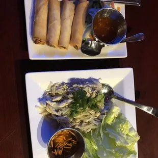 Shrimp Rolls and Chicken Lemongrass Lettuce Wrapped Chicken