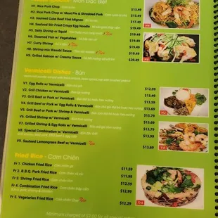 the menu of the restaurant