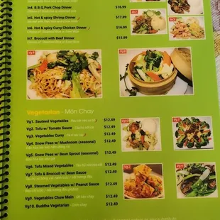 Dinner menu as of 8/2021