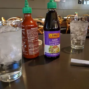 Condiments waiting to be used.