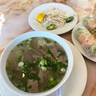 beef combination pho and fresh spring roll