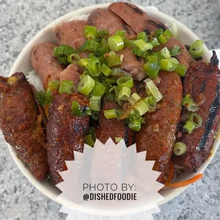 Bun Nem Nuong Bo Nuong (Char - grilled Pork Balls &amp; Beef w/ Vermicelli Noodle)