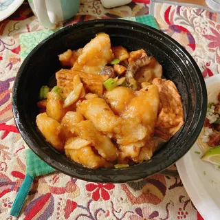 453. Braised Cod Fish with Roasted Pork and Tofu