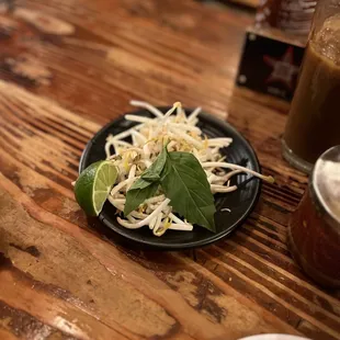 the garnish for 2 bowls of pho (skimpy).