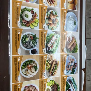 Menu that's on the front counter