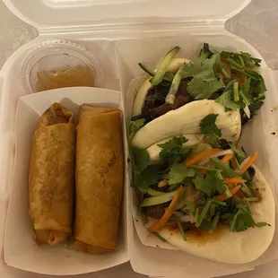 Pork Eggrolls on the left and Porkie Bao on the right... so much flavor!