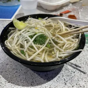 Assembled chicken pho, plenty of chicken!