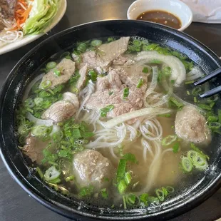 Brisket and meatball pho