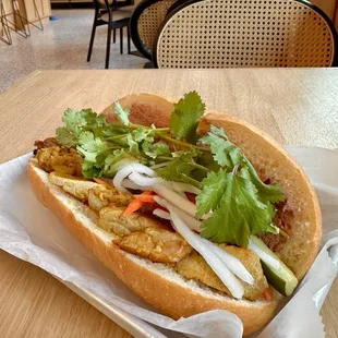 Chicken banh mi sandwich