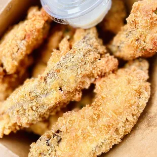 Portobello Tenders - yum, super crunchy, vegan :)