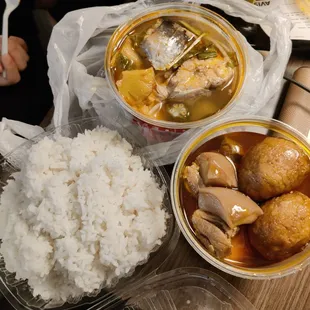 Canh chua, thit kho tau