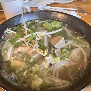 The soup (Pho) combination bowl is terrific