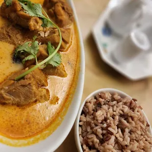 Yellow Coconut Curry with Chicken &amp; Brown Rice.