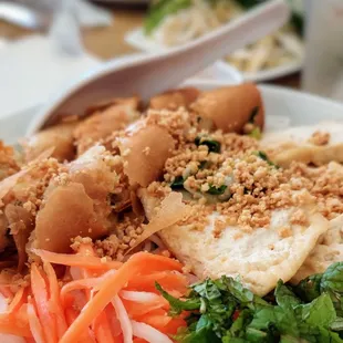The vermicelli noodles with tofu and veggies are a filling and delicious meal.