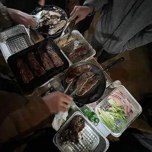 Pork belly that I asked the shop to slice thinner for grilling &amp; Galbi -- btw, now they have pre-marinated meats too!