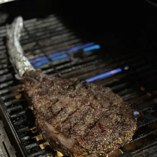 a steak on the grill
