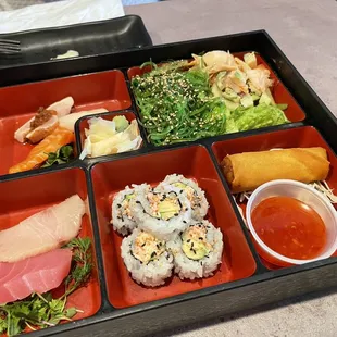 Bento box. Sashimi.