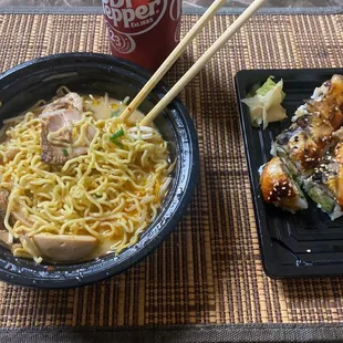 Saikou tontkatsu ramen &amp; dancing eel roll