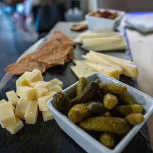 Choose from one of our meat and cheese boards to pair with your wine, or build your own one like this.