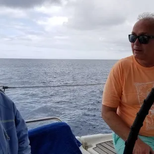 Captain Gaelyn and apprentice, Don, sailing the coast of Oahu, Hawaii!