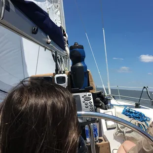 Sailing in Lake Pontchartrain through Sail NOLA with our daughter at the helm :-) ...priceless!