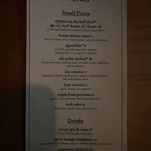 Happy Hour menu