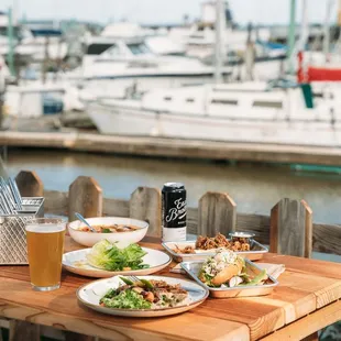 Watching the sunset and eating at Sailing Goat at Point San Pablo Harbor.