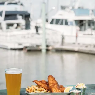 Fish and chips overlooking the water