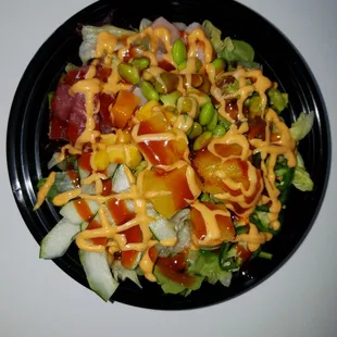 My bowl - maguro &amp; hamachi, masago, veggies, poke sauce, and spicy mayo