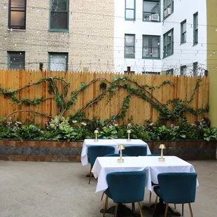 The Garden at S'Aimer NYC. A place for quiet conversation in the heart of Restaurant Row.