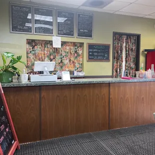 the front desk of a restaurant