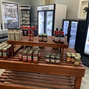 a display of meats and sausages
